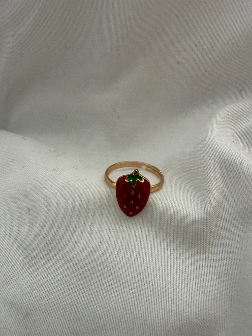 Kids Gold-Tone Enamel Fruit, animal  & Flower Ring Set - Red & Teal